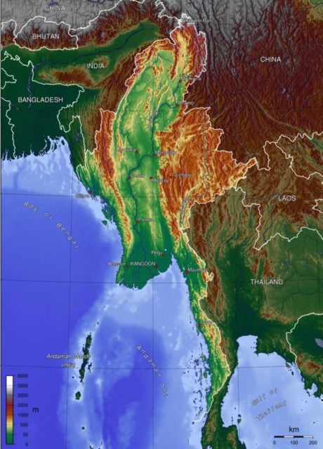 图二 缅甸地形地貌